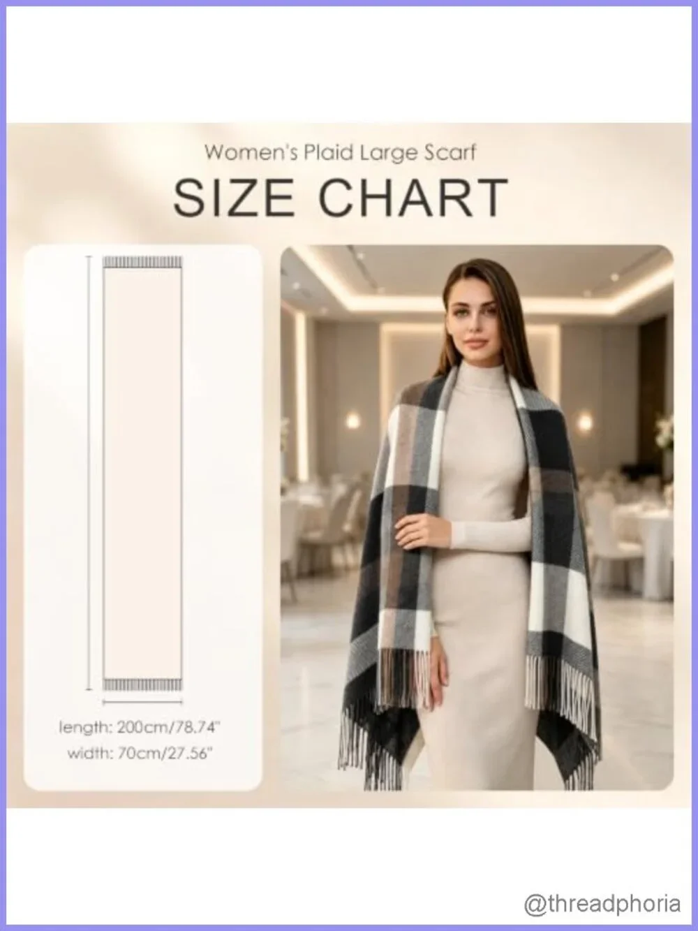 Ultra Soft Plaid Shawl Wrap Scarf for Women, Tasseled Winter Scarf